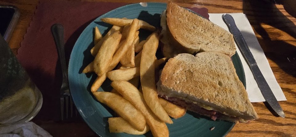Pastrami Sandwich Rye Bread with Fries